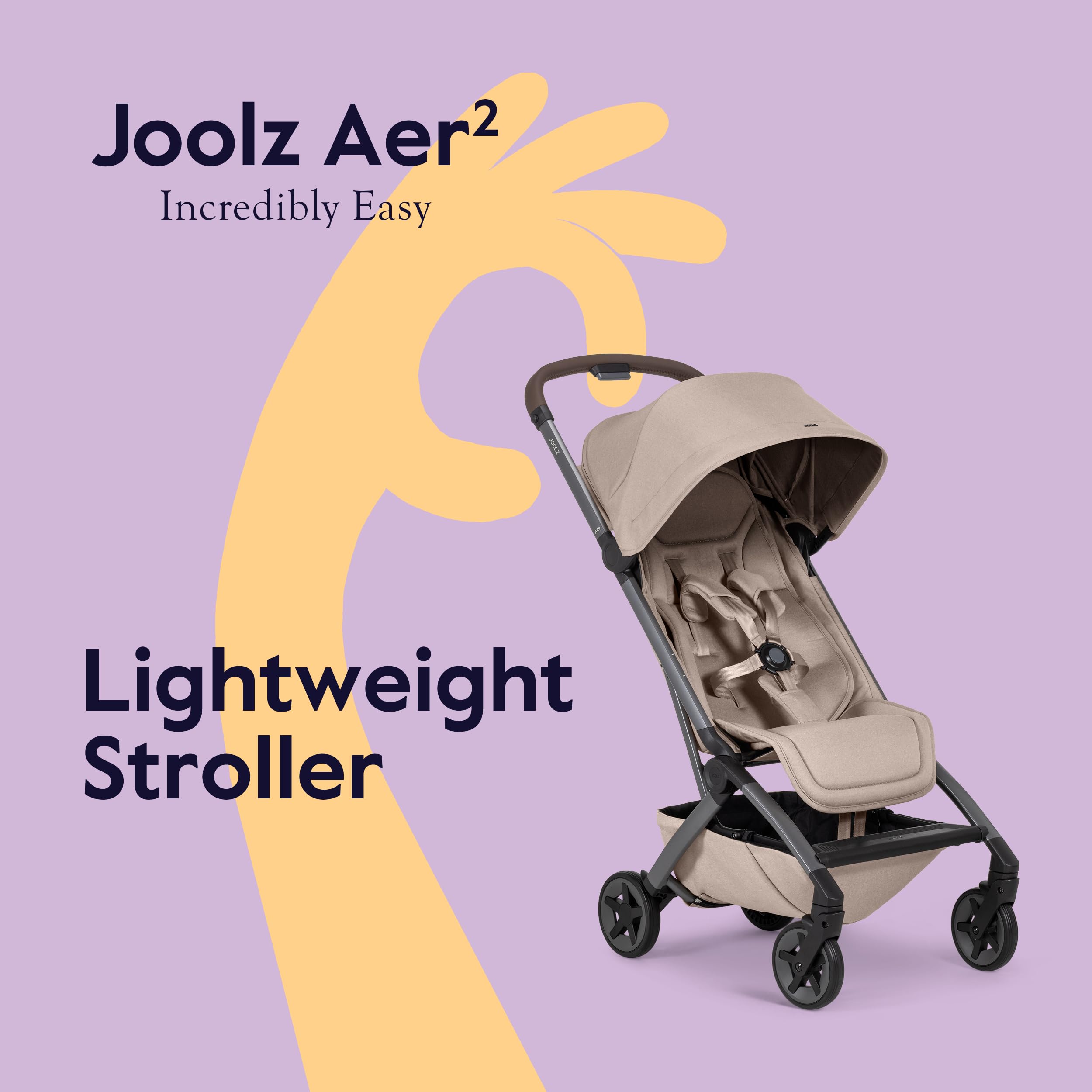 Joolz Aer2 Lightweight Travel Stroller for Baby & Toddler – One-Hand Fold, Compact Carry-On Airplane Approved, Reclining Seat, UPF 50+ Canopy, Travel Pouch, Baby Net – Sandy Taupe : Baby