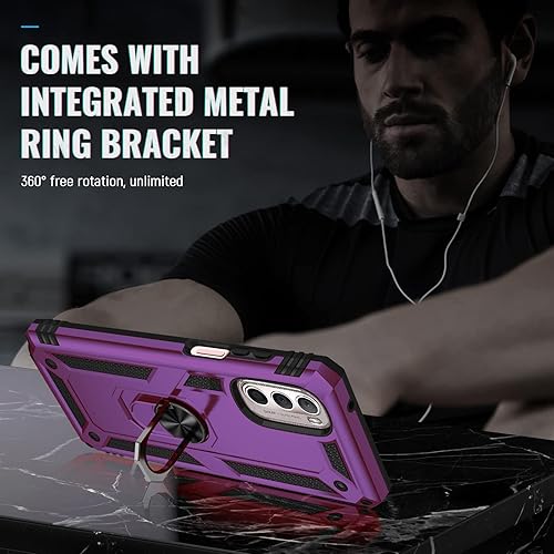 Miniatura 6 de Funda para Moto G Stylus 5G 2022 con protector de pantalla grado militar de 16 pies probada en caídas, funda protectora con soporte de anillo