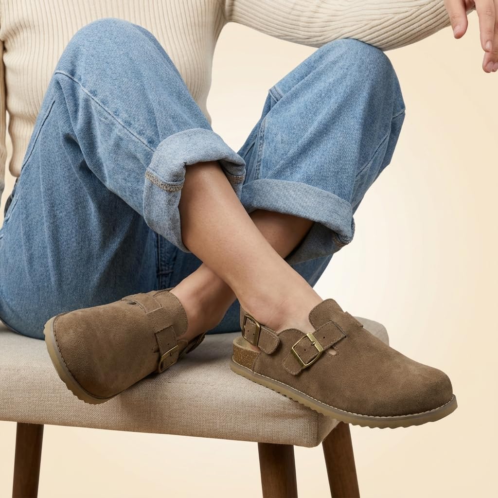 CUSHIONAIRE Brooklyn Suede Womens Slides– Comfortable Clog Mules with Adjustable Buckles – Summer Shoes for Women - Image 7