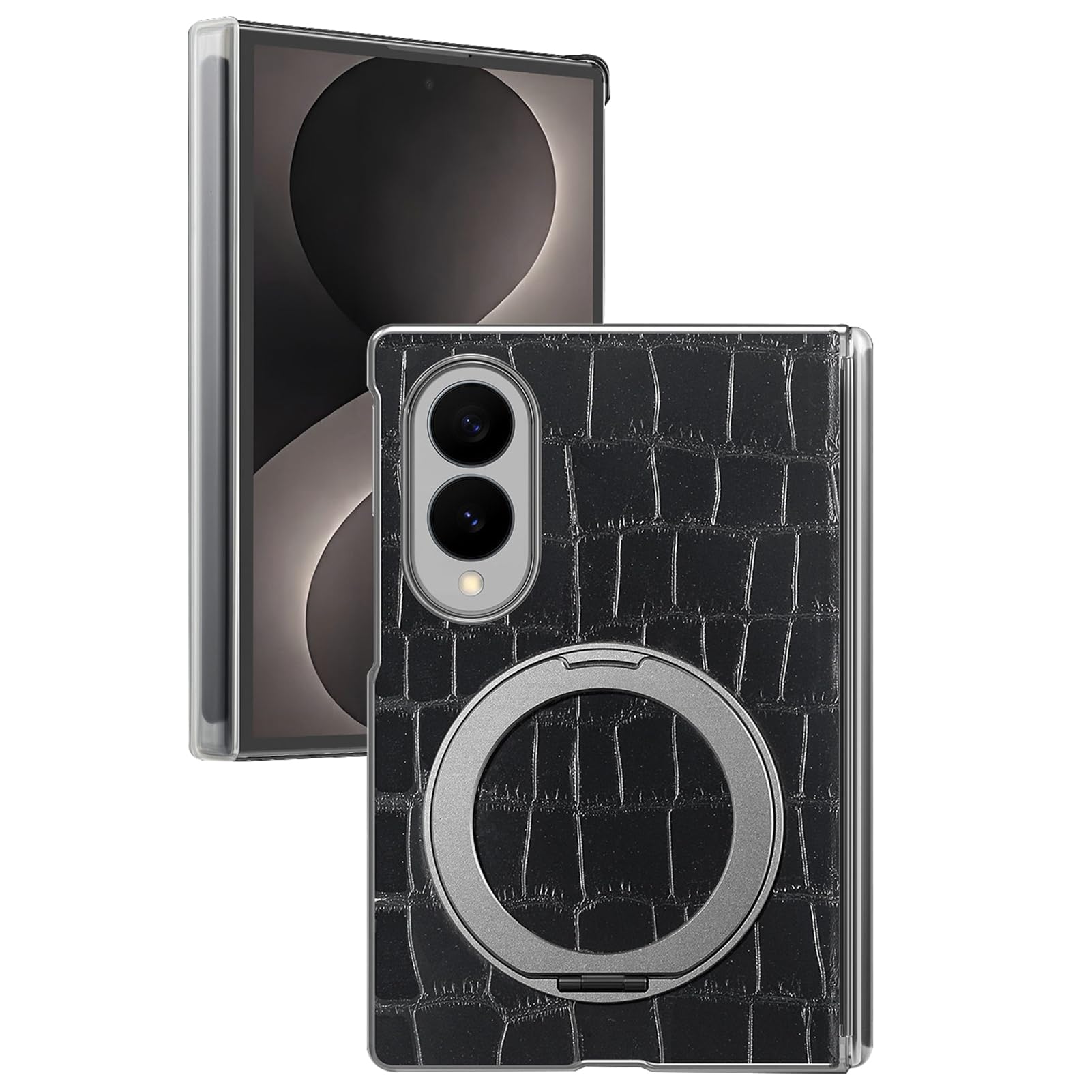 Custodia Cerniera Per Samsung Galaxy Z Fold 8, Coccodrillo Anello
