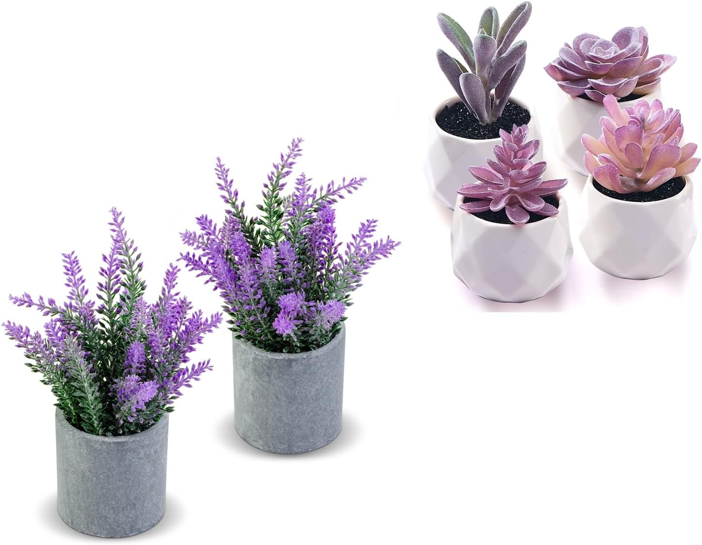 CADNLYSmall Fake Purple Plants for Bathroom Bedroom Living Room Decor