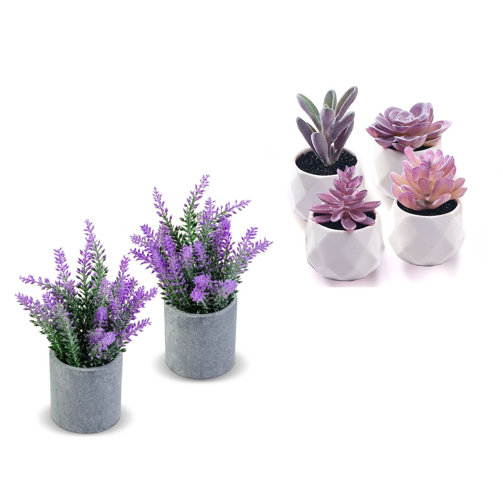 CADNLYSmall Fake Purple Plants for Bathroom Bedroom Living Room Decor