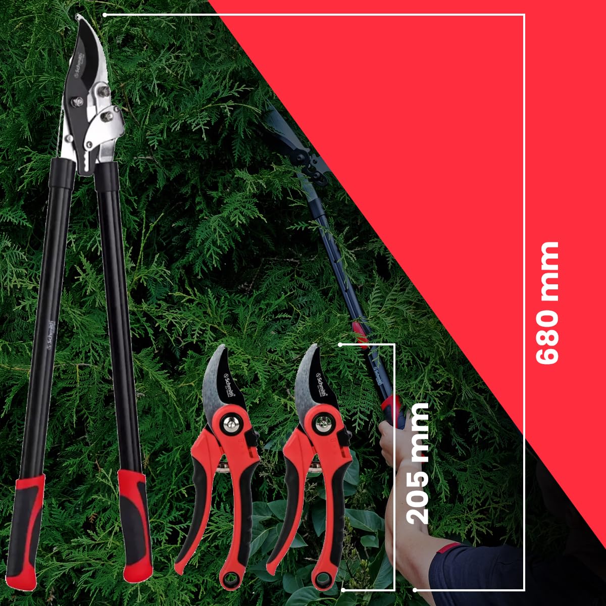 Astschere - Gartenwerkzeug Set 3-teilig - Gartengeräte - Gartenschere für Schneiden mit SK5 Stahlklingen, Ergonomische Griffe, Pflege im Garten