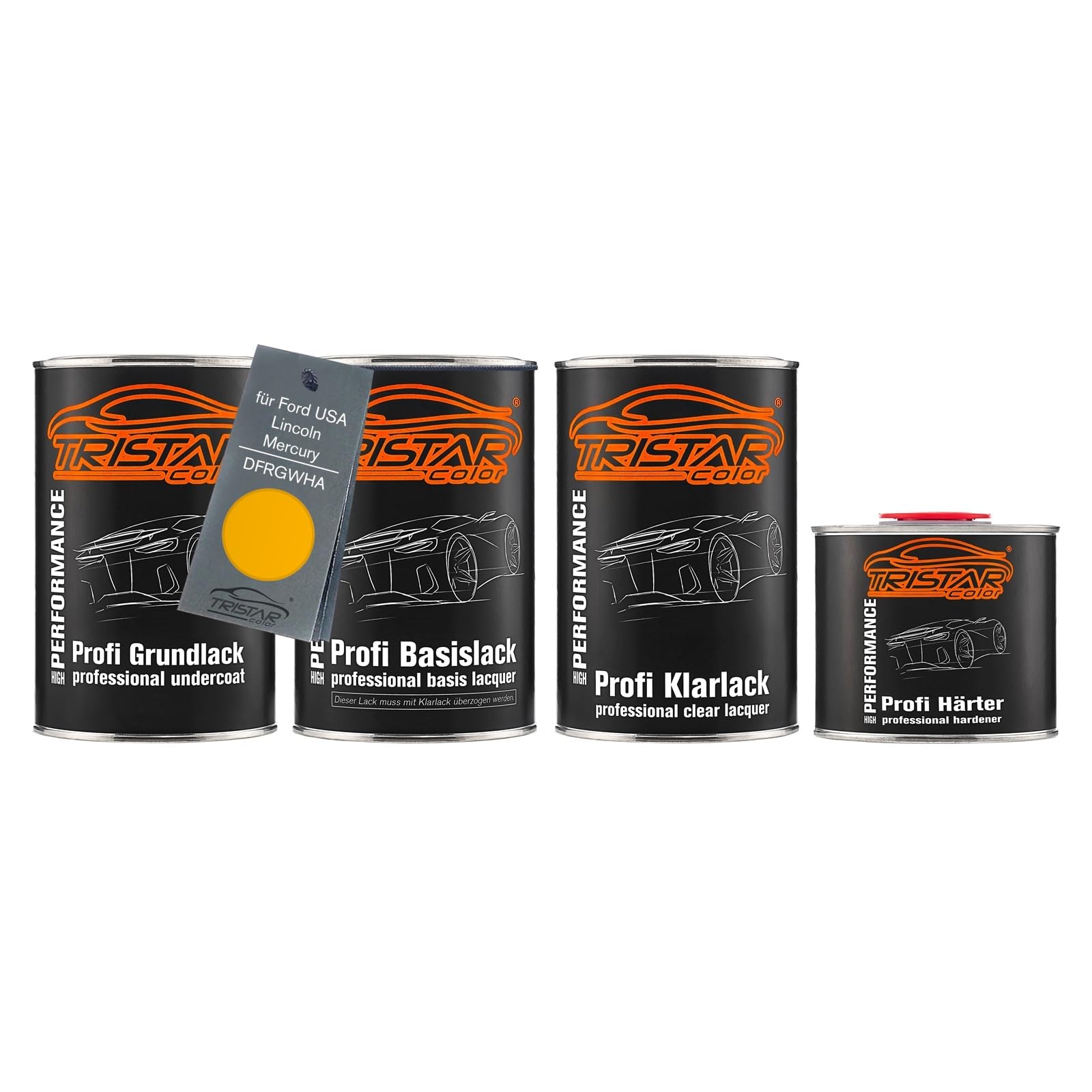 TRISTARcolor Lakier samochodowy Zestaw gotowy do natrysku dla Ford USA/Lincoln/Mercury DFRGWHA Electric Gold Metallic/Tangerine Scream Metallic Podklad 2K Lakier bezbarwny 3,5L