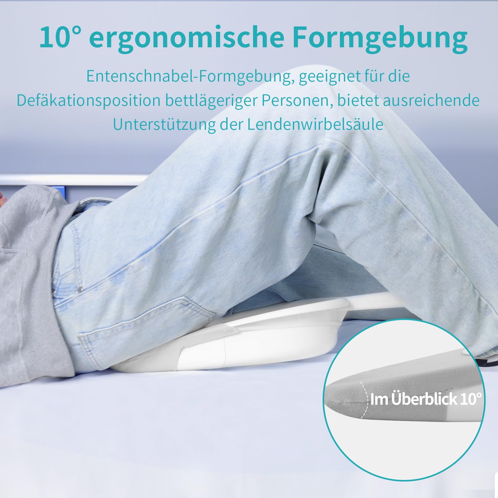 ENLUNTRA Bettpfanne für Erwachsene Fracture Bed Pan with Lid, Easy to use Men and Women Commode for Bedbound, Elderly, Disabled and Handicapped Users（Weiß）