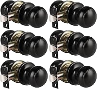 KNOBWELL 6-Pack Matte Black Passage Door Knobs - Durable Round Interior Handles for Hallways, Closets, Easy DIY Install