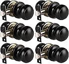 KNOBWELL 6 Pack Matte Black Door Knob - Round Interior Door Handles for Hallway & Closet, Non-Locking Passage Door Knobs with Durable Lockset, Easy Install