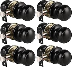 KNOBWELL 6 Pack Matte Black Door Knob - Round Interior Door Handles for Hallway & Closet, Non-Locking Passage Door Knobs with Durable Lockset, Easy Install