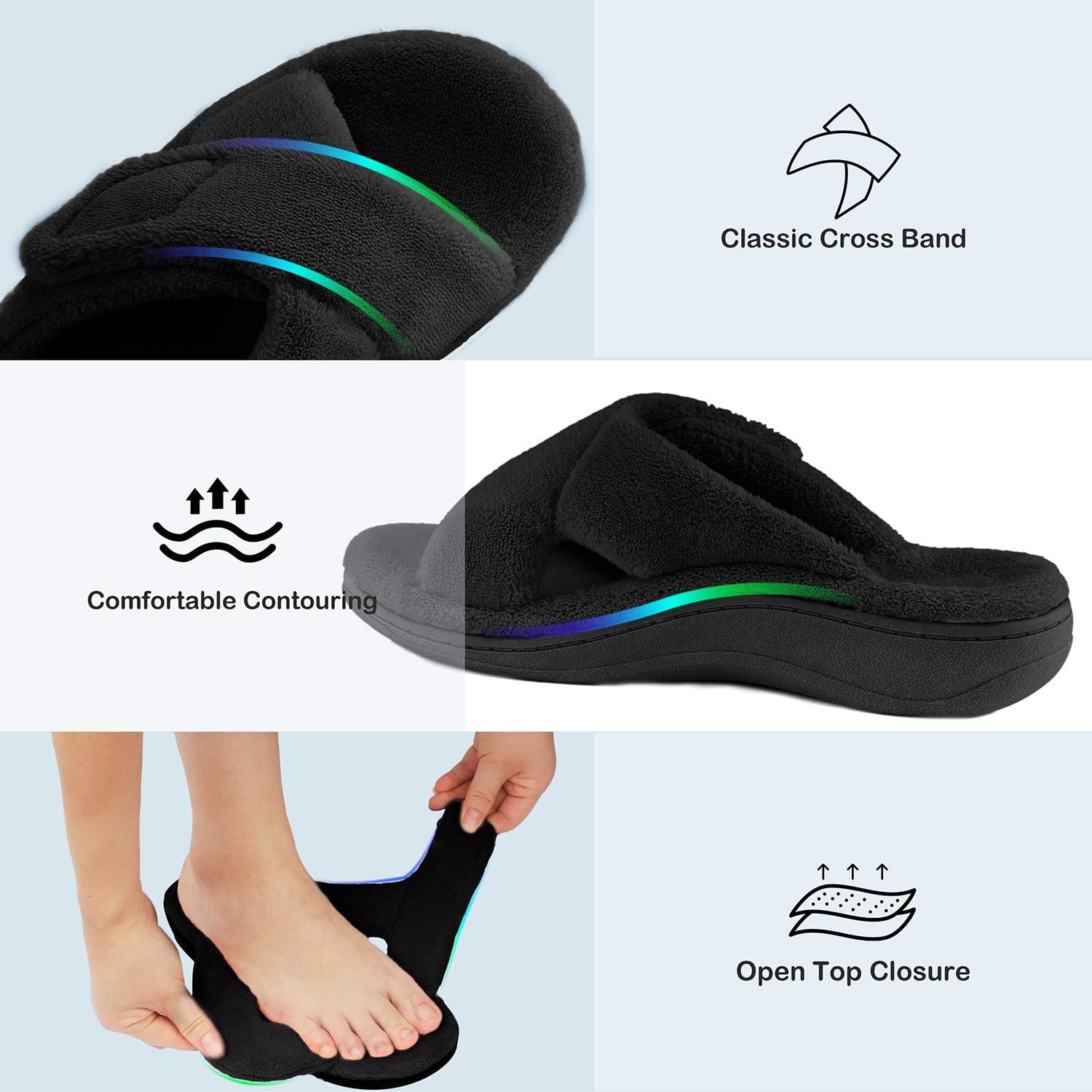 BCSTUDIO Women's Fuzzy Orthotic Arch Support Slippers Orthopedic Plantar Fasciitis Furry House Slide Slippers - Image 4