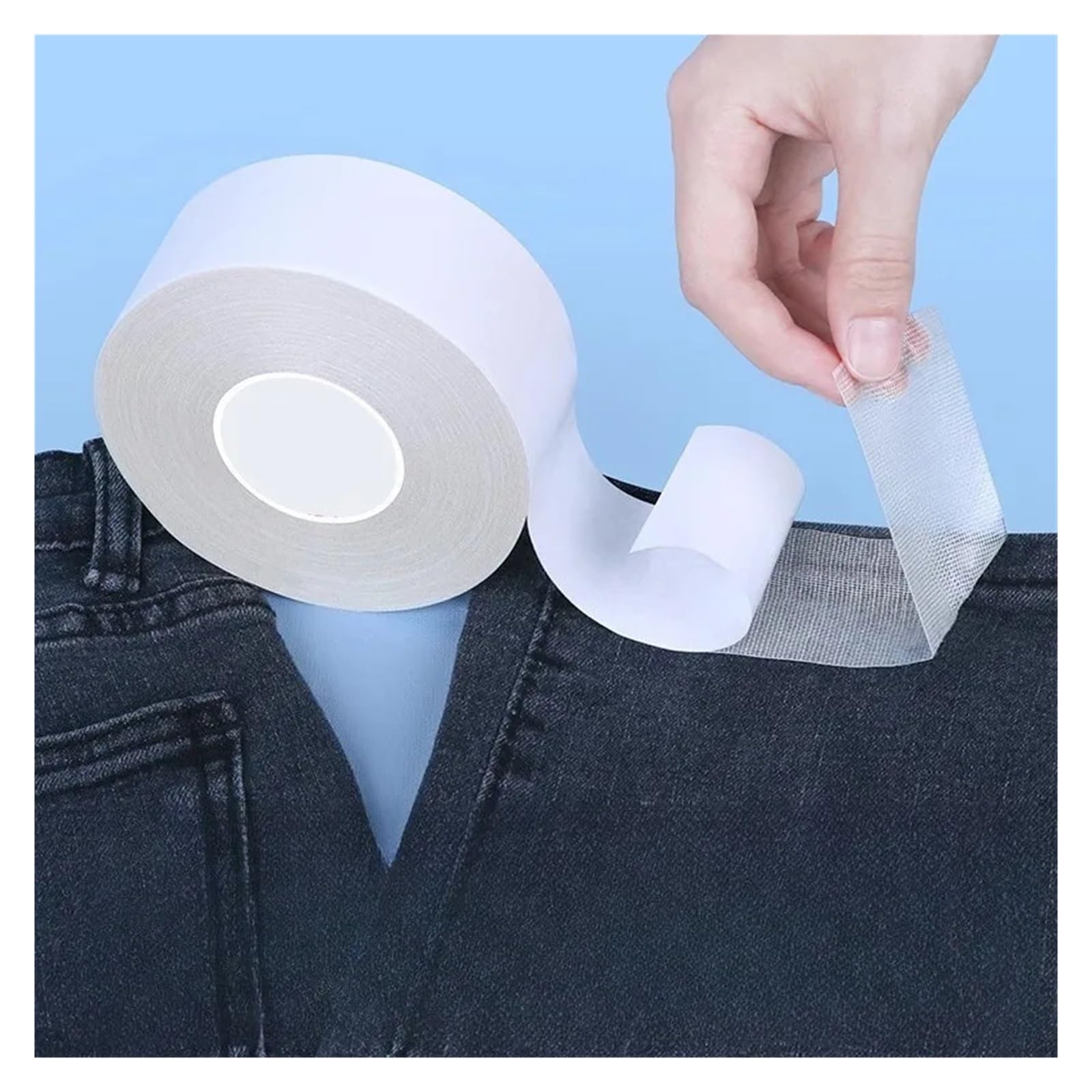 Nastro per orli dei pantaloni Nastro for orlo senza stiratura for pantaloni, tessuto a rete bianco con adesivo, for sartoria fai-da-te, tende, accessori for cucire(3 Rolls)