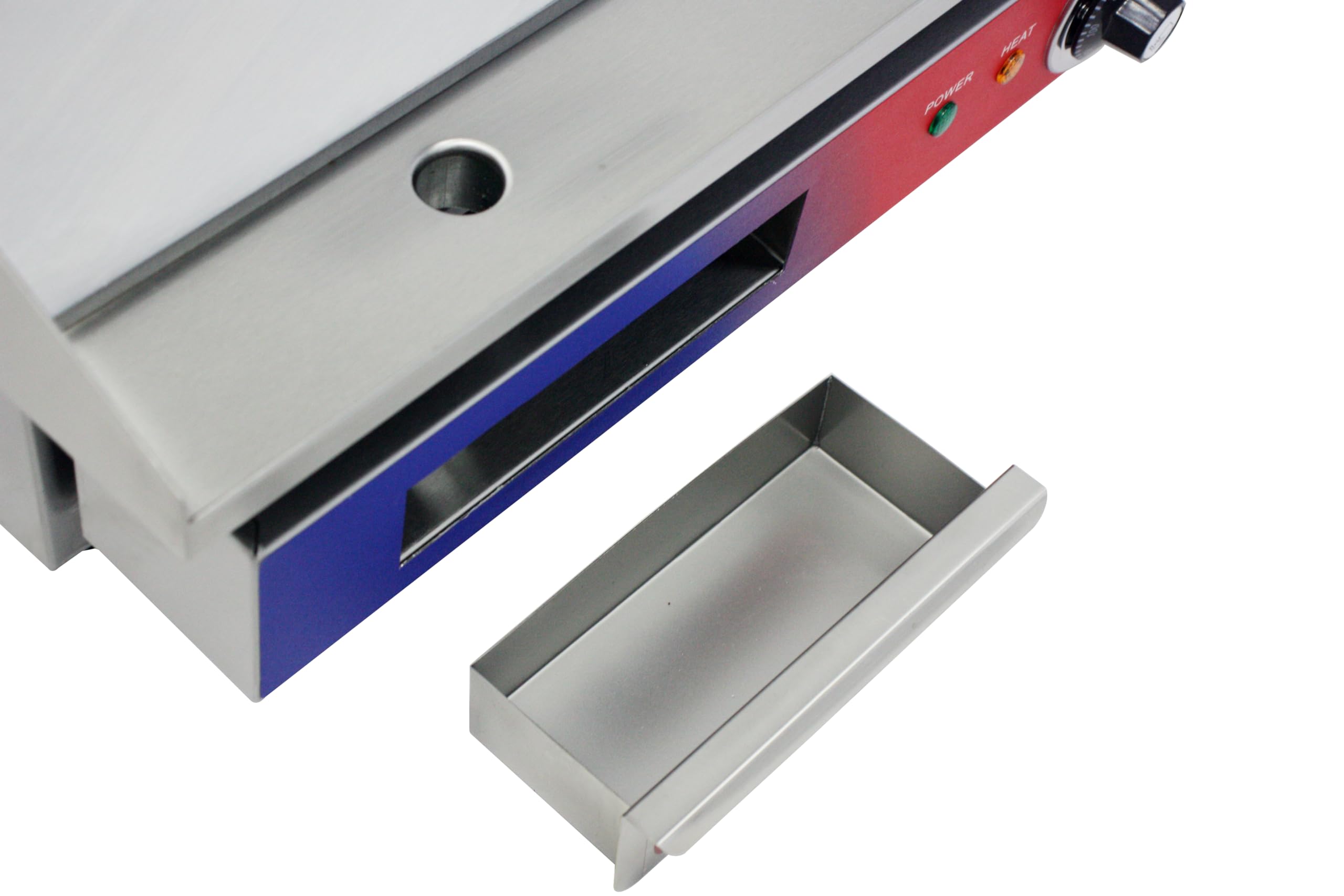 Plancha Industrial electrica de cromo duro con termostato 550 X 430 X 252 mm para Cocina Profesional, Acero Inoxidable, Encendido Piezoeléctrico, Cajón Recograsas