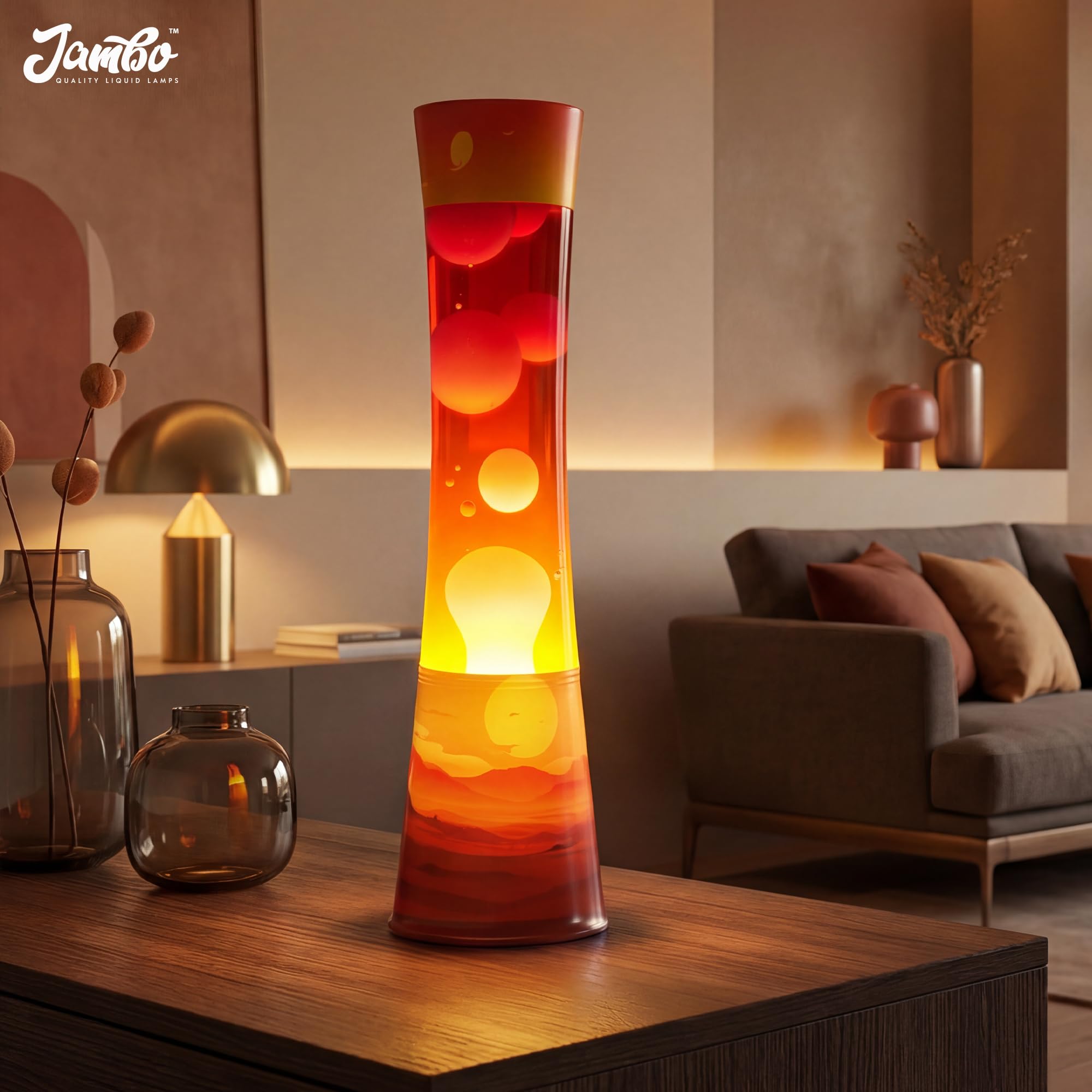 Jambo - Lámpara de movimiento líquido de 15,5" - Modelo mejorado con diseño Sunset - Hermosa lámpara decorativa para sala de estar y dormitorio, luz relajante, luz nocturna para adolescentes, niños y