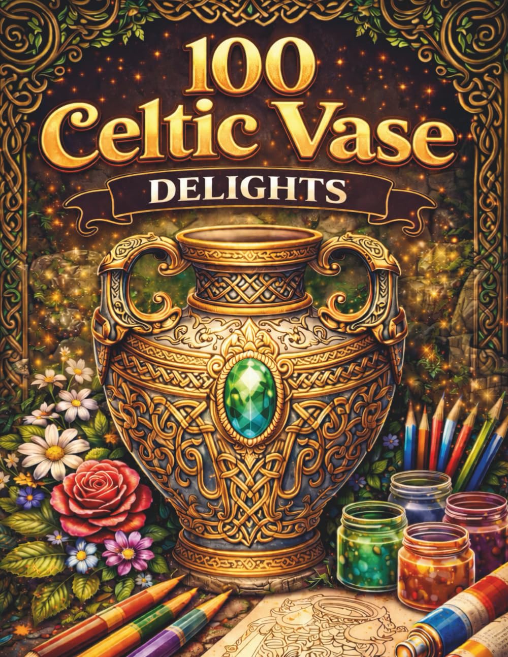 Celtic Vase Delights: A Coloring Journey of Intricate Patterns - 100 pages: Grayscale Coloring