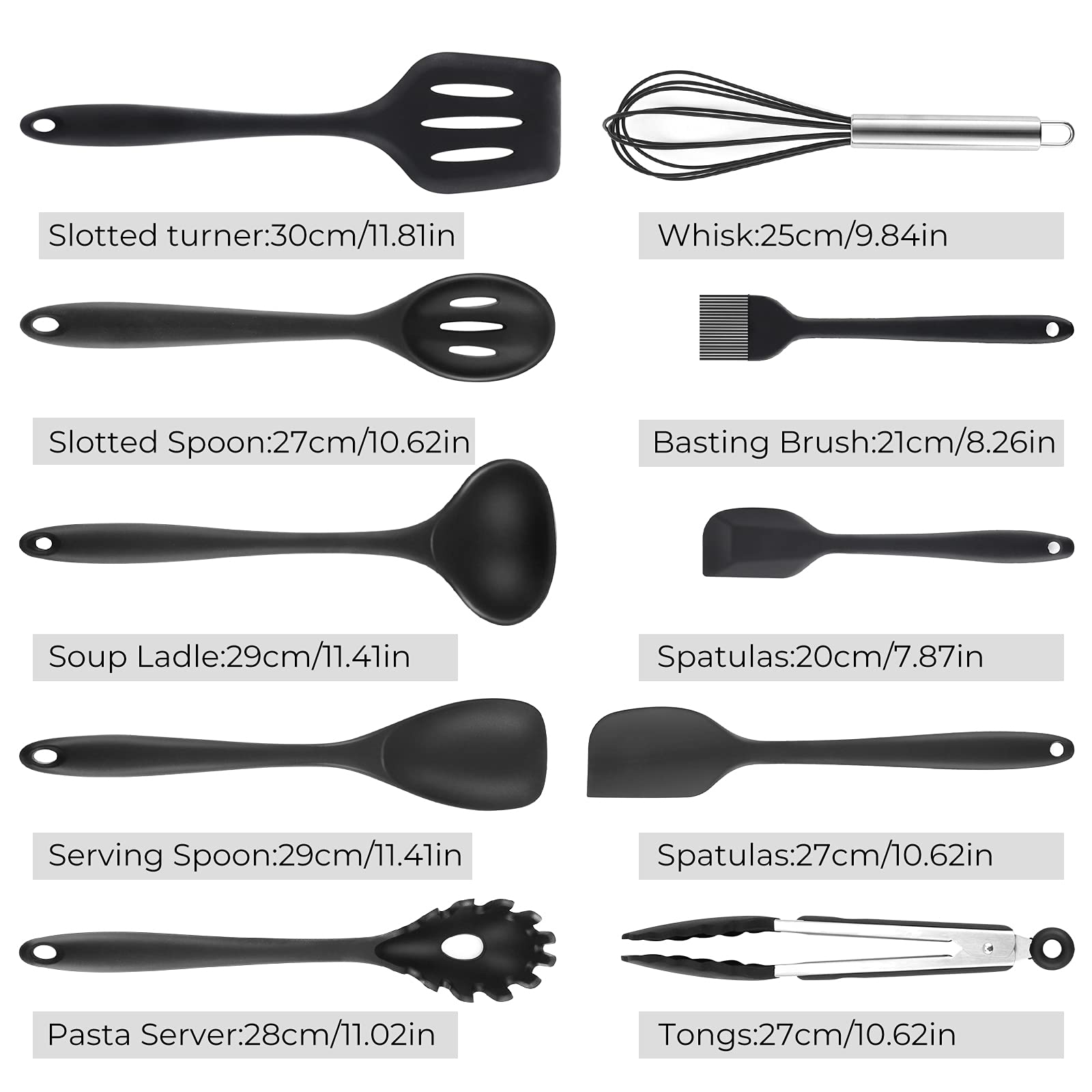 Hippodance Ustensiles De Cuisine Silicone Set ,10pcs Set Spatule En
