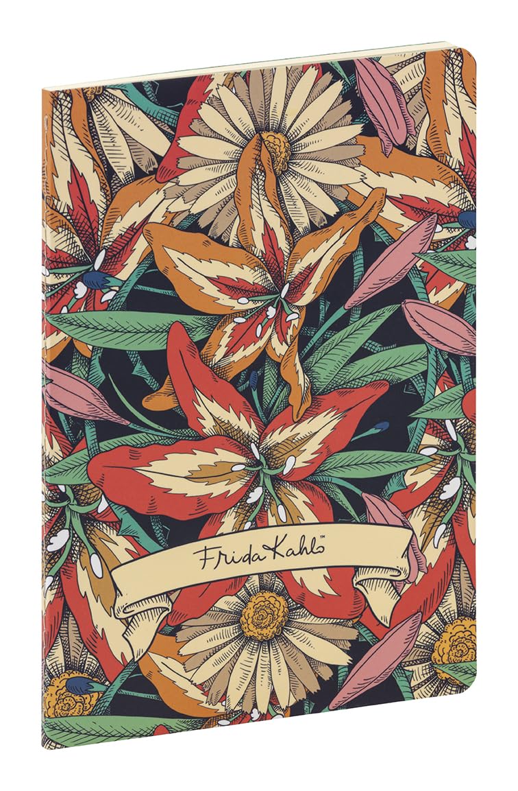 Clairefontaine - 116212C - A Frida Kahlo Floral Decor Stitched Notebook - A5 14.8x21 cm 64 pages Lined Ivory Paper 90g - Frida Kahlo Collection - Mixed