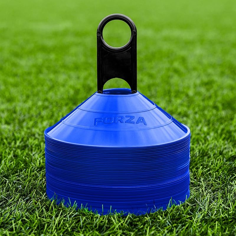 FORZA Multi-Sport Training Marker Cones | Pack of 50 or 1000 Soccer Cones in 8 Vibrant Colors - Durable Construction, Portability and Convenient Storage with Holder
