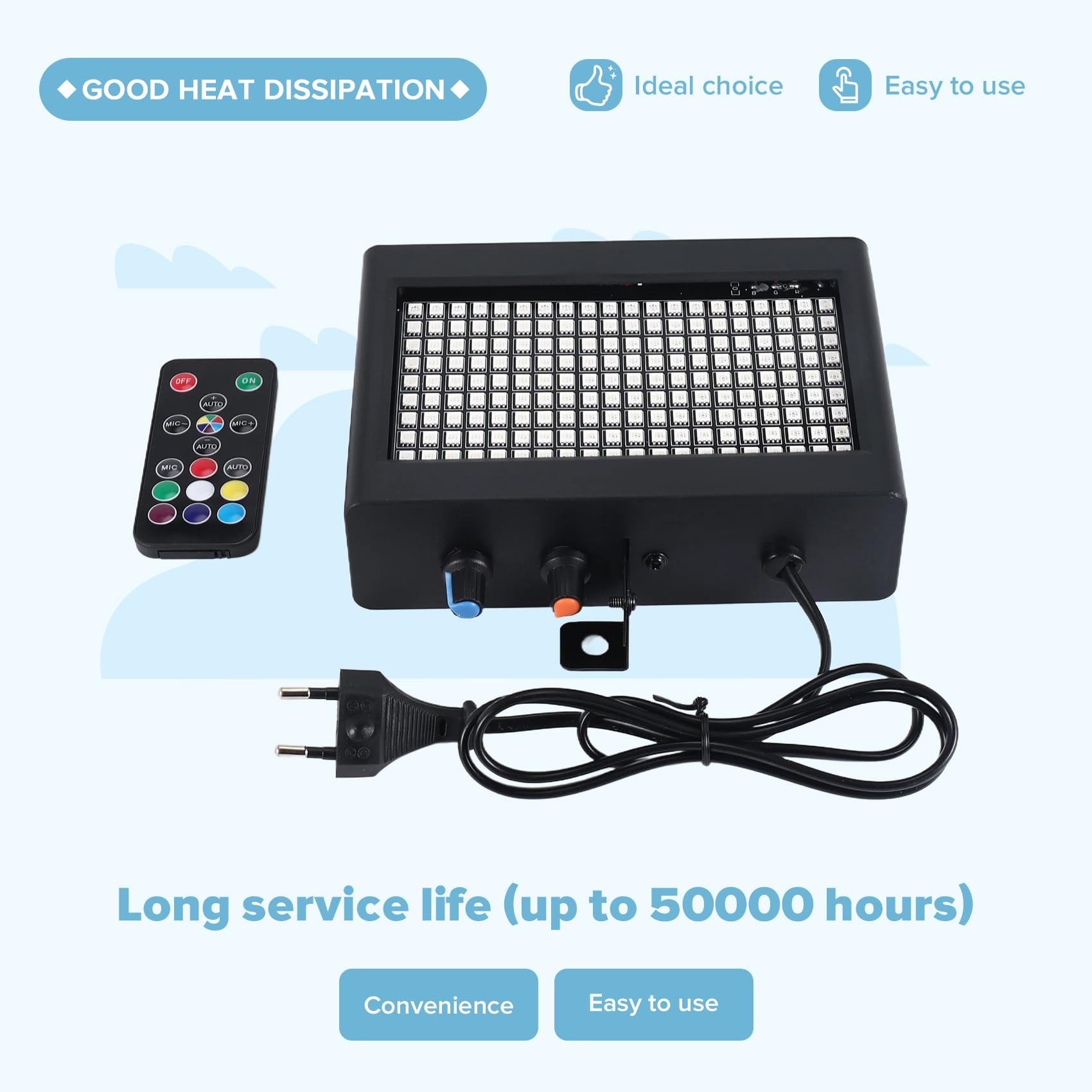 180 Leds Luz Estroboscópica de Flash Portátil 35W RGB Control de Sonido Remoto Velocidad Estroboscópica Ajustable para Barra del Disco de La Etapa Club Fiesta (Enchufe de La UE)
