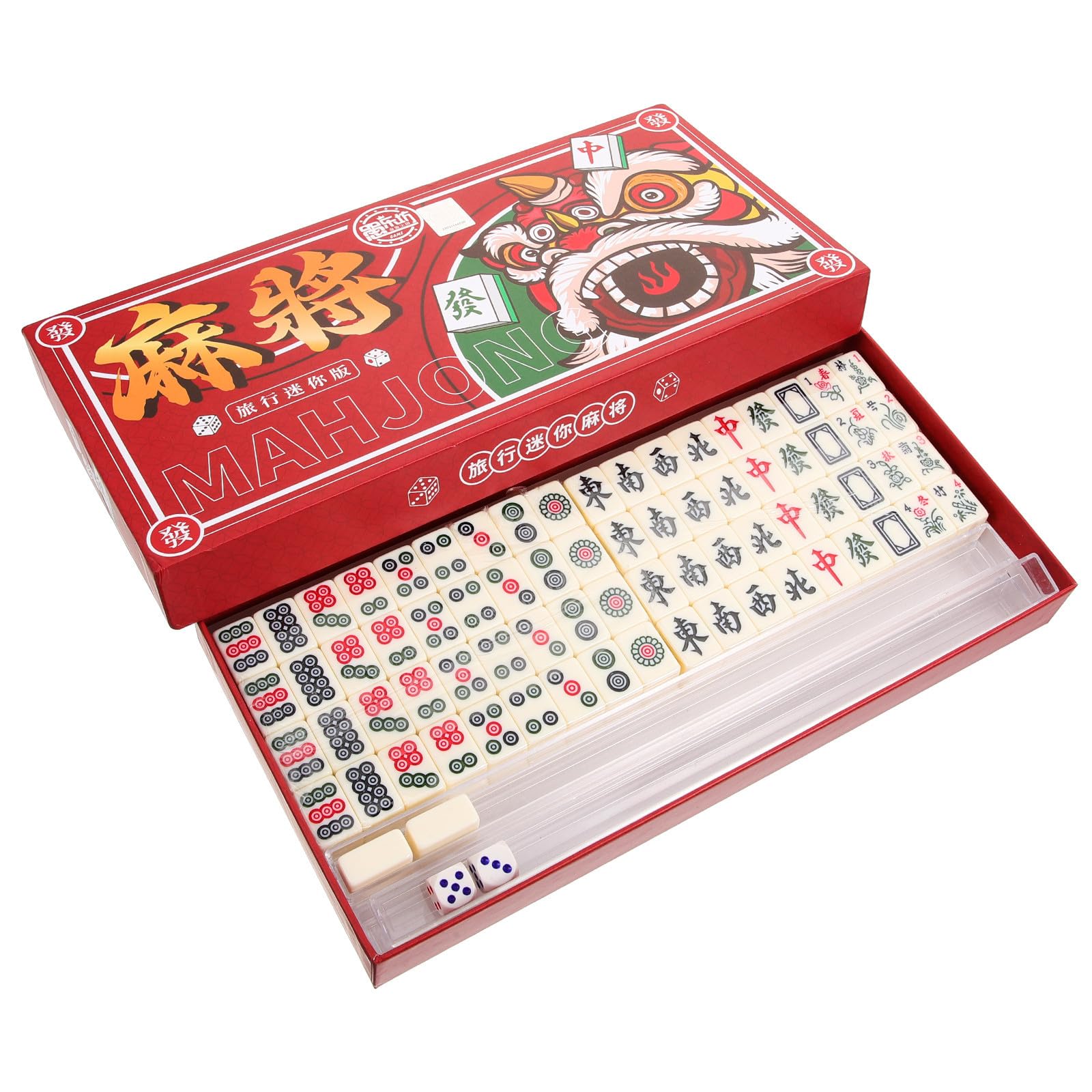 Kleiner mit Tragbares Chinesisches Mahjong Satz Spiel Melamin PVC Komplettes Zubehör Leicht zu Tragen und Zuhause und Partys