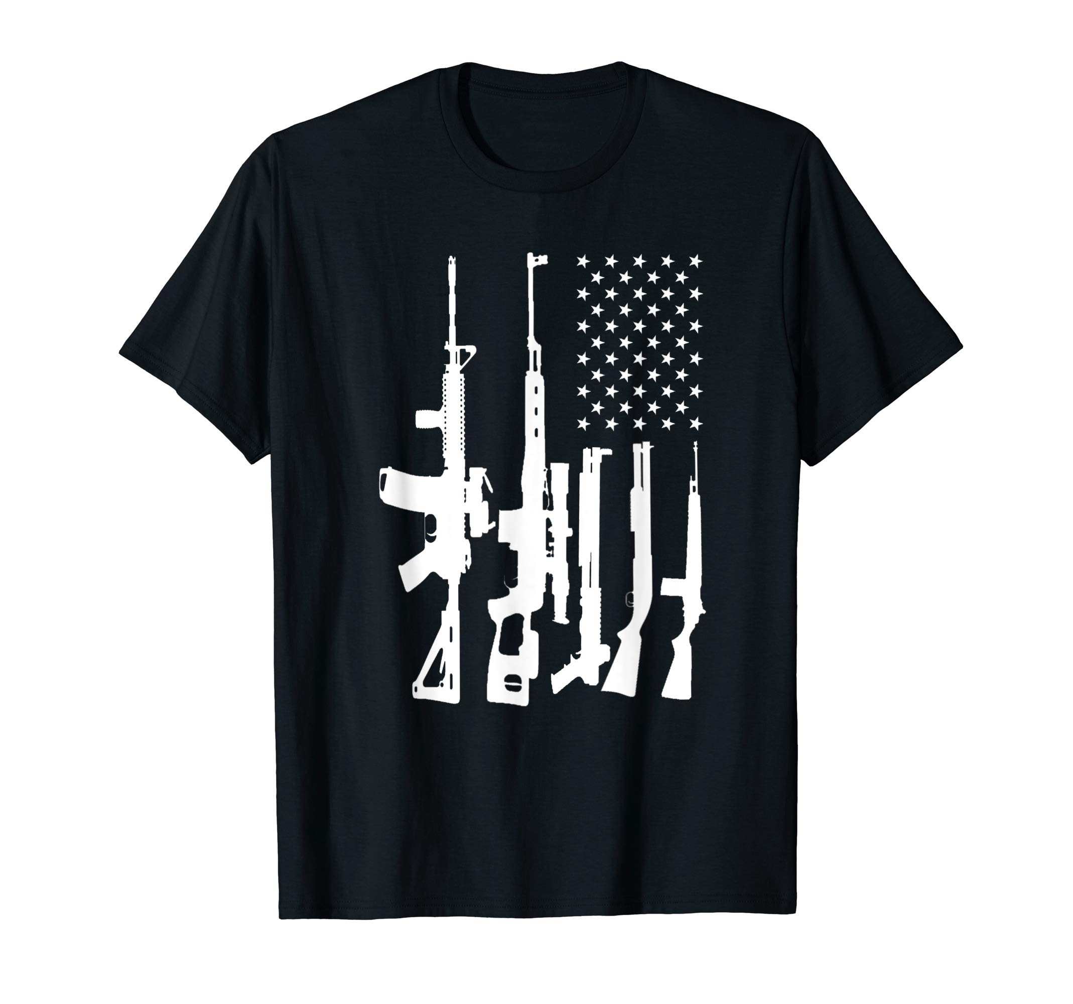 MericanShirtsAmerican Flag Gun Shirt Stars with Shotgun Sniper AR15 Guns T-Shirt