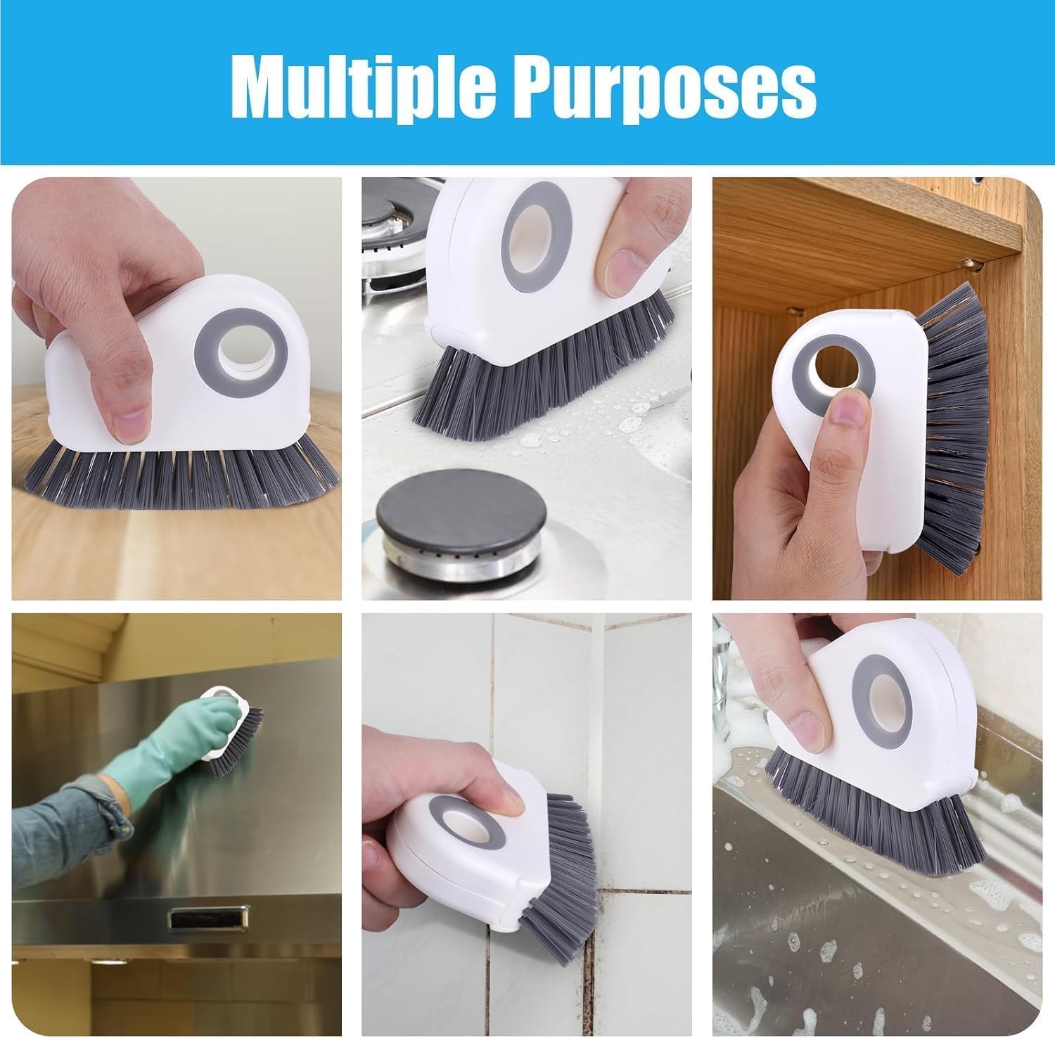 Groove Cleaning Brush 2 in 1 Grout Cleaner Tool Grip Brush Hard Bristle Crevice Cleaning Brush for Sliding Door Track, Window Sill, Window Seal