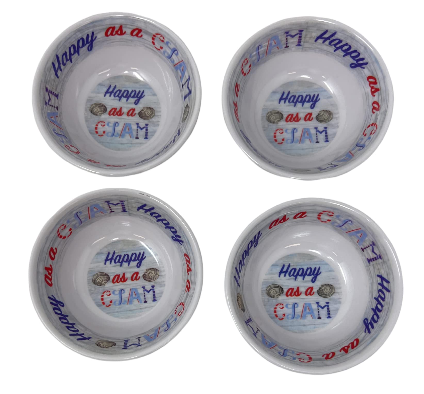 Coastal Living Seascapes Seafood Style Melamine Butter Dishes, Set of 4 (Happy as a Clam)