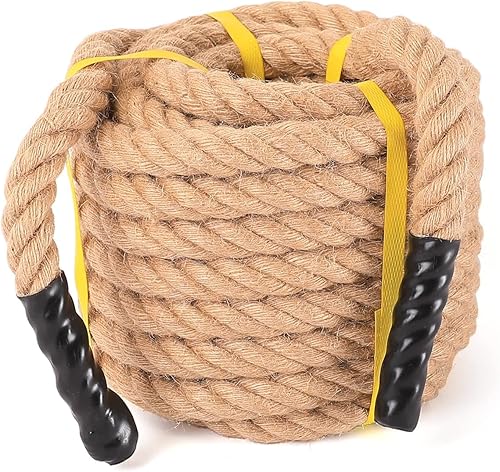 Cuerda de yute de 1 pulgada × 50 pies, material natural, cuerda de yute resistente trenzada para manualidades en interiores y exteriores, náutico,