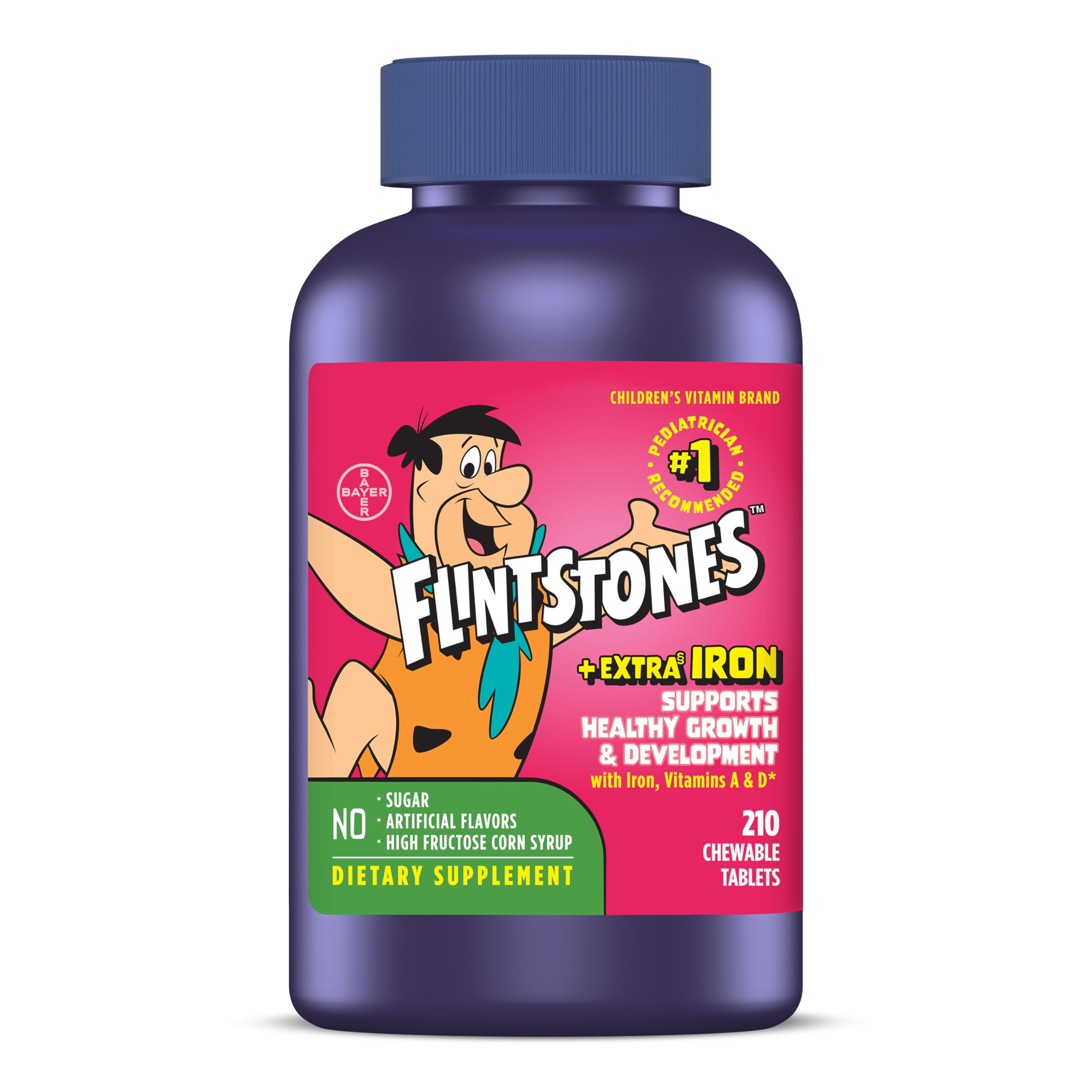 Flintstones Vitamins Chewable Kids Vitamins, Complete Multivitamin for Kids and Toddlers with Iron, Calcium, Vitamin C, Vitamin D & More, 210 Count(Pack of 1)(Packaging May Vary)