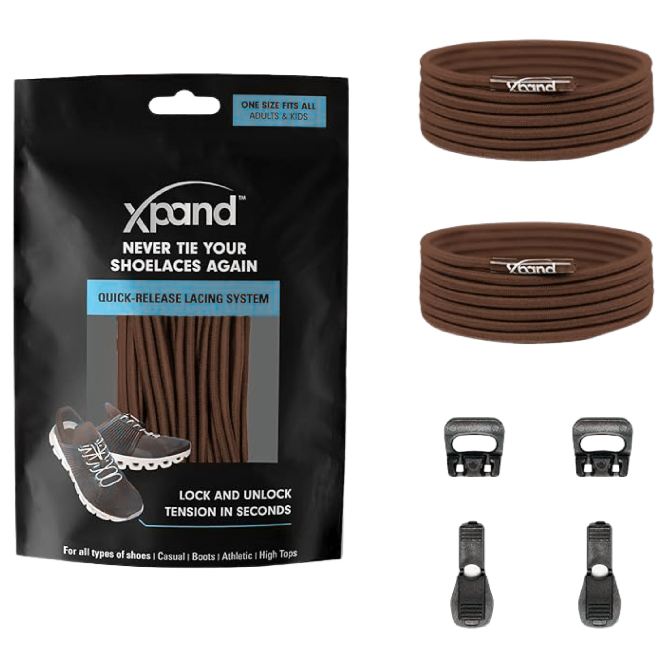 Xpand No Tie Elastic Boot Laces. Heavy Duty Round Shoelaces. Ultra Durable for Hiking, Triathletes and Crossfit