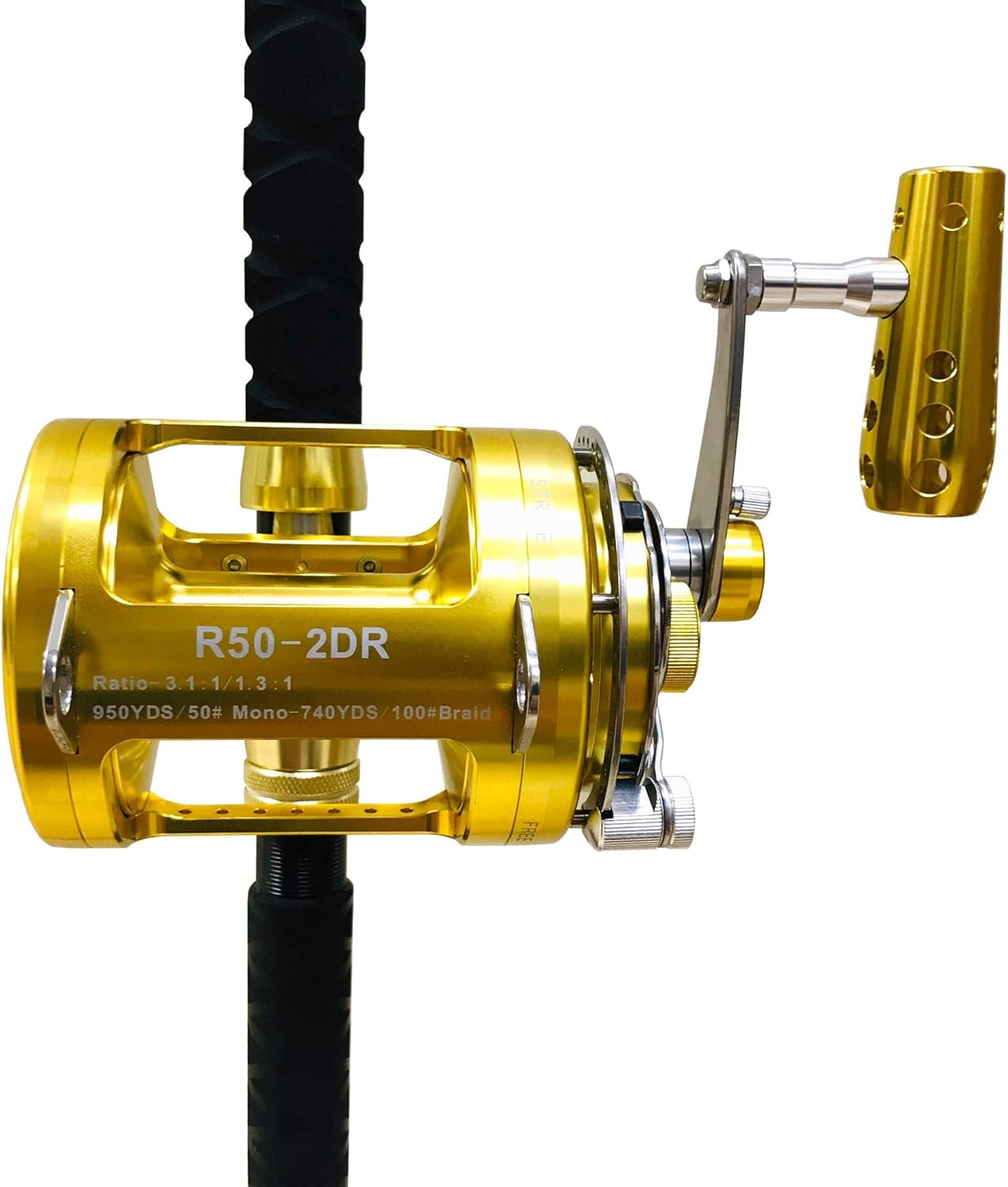 EatMyTackle 50 Wide 2 Speed Fishing Reel with Tournament Rod