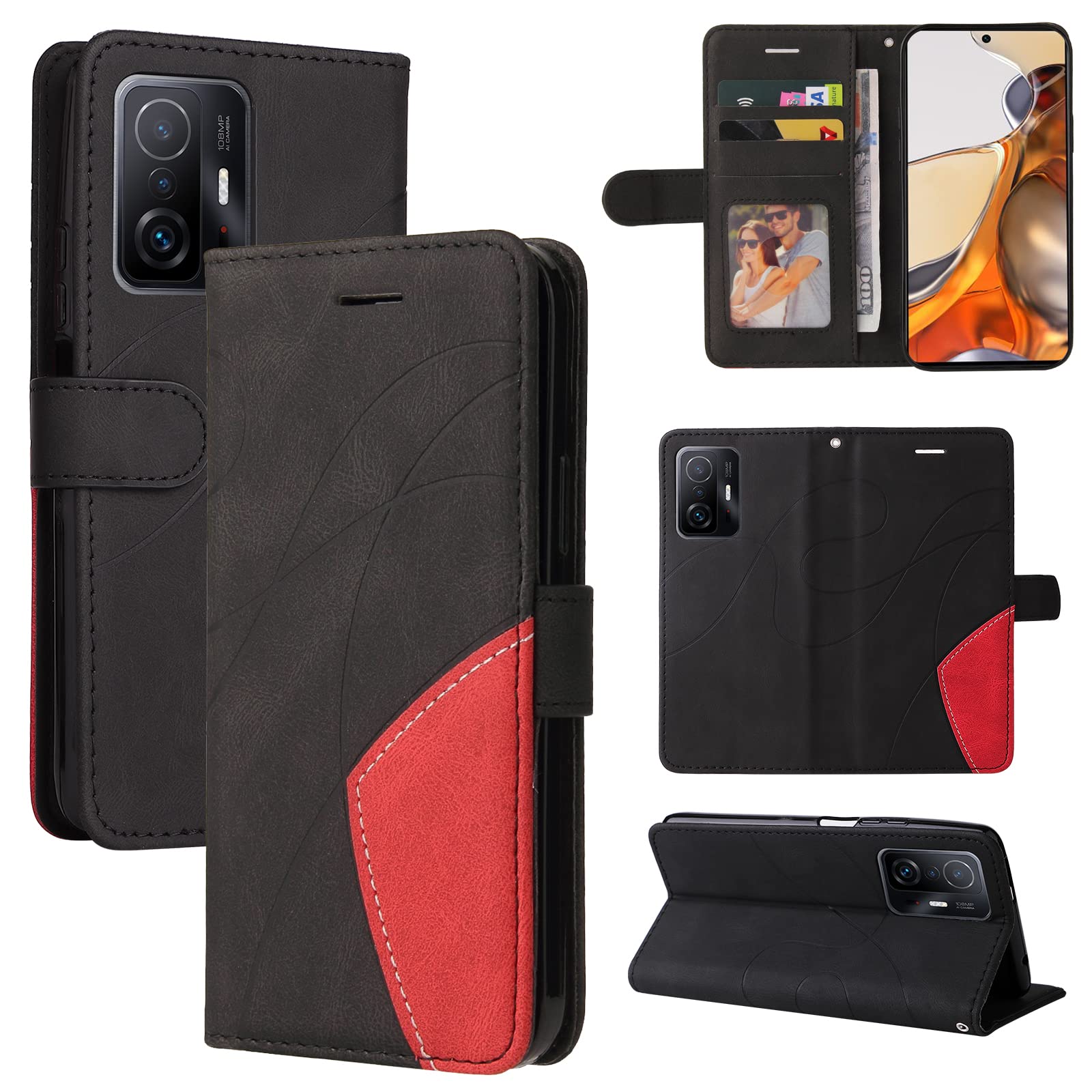 Cover Portafoglio A Libro Per Xiaomi 11T / 11T Pro: Custodia Con Stampo Labbra Rosse E Chiusura Magnetica - 2