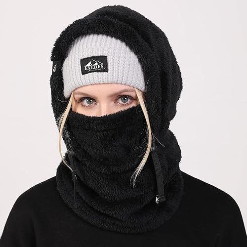 Miniatura 2 de EXLBES Pasamontañas de forro polar, máscara de esquí de invierno para hombres y mujeres, resistente al viento, cubierta facial cálida para clima frío