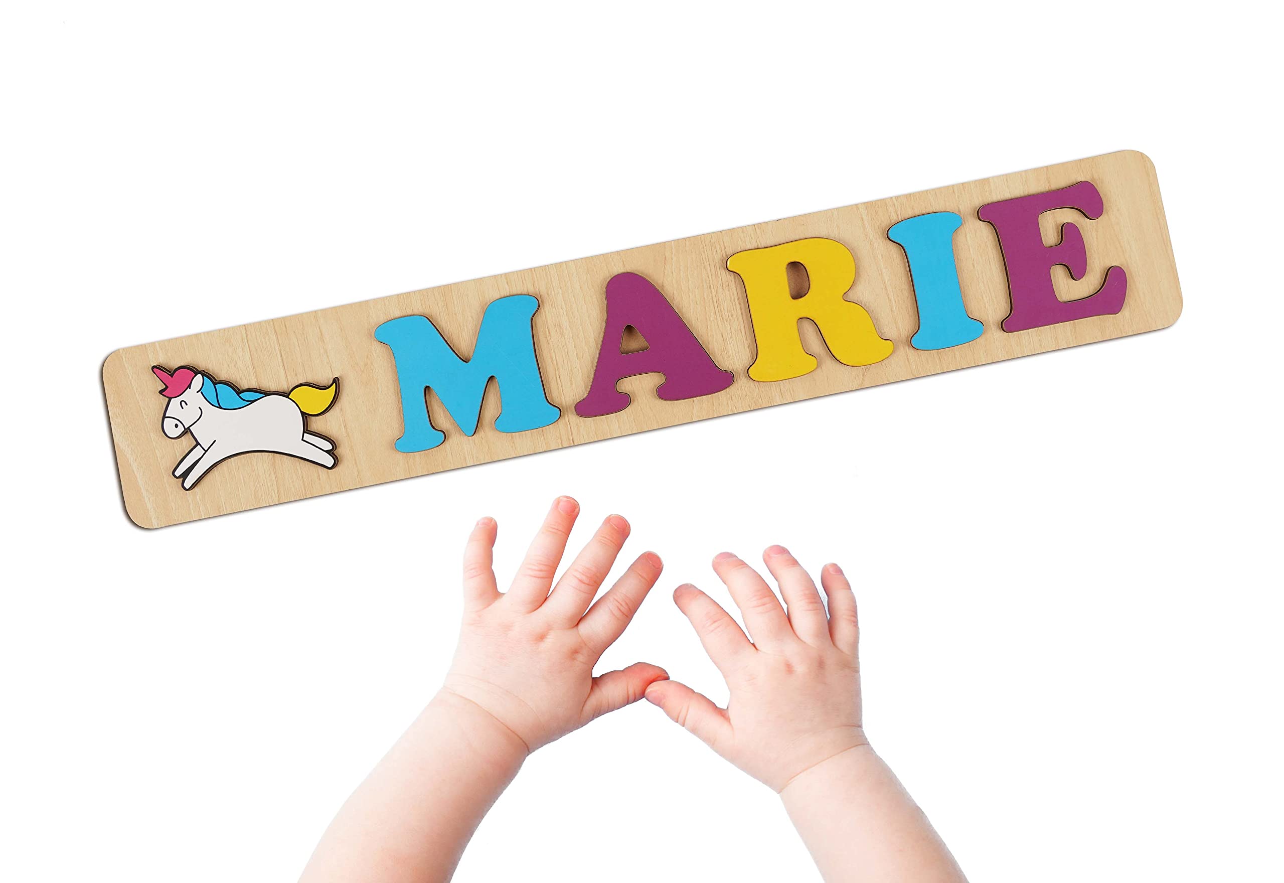 Darling Souvenir MADE WITH LOVE Personalized Wooden Name Puzzle With Stand, Montessori Toys Baby Gift Nursery Wooden Toys For Toddlers, for Kids