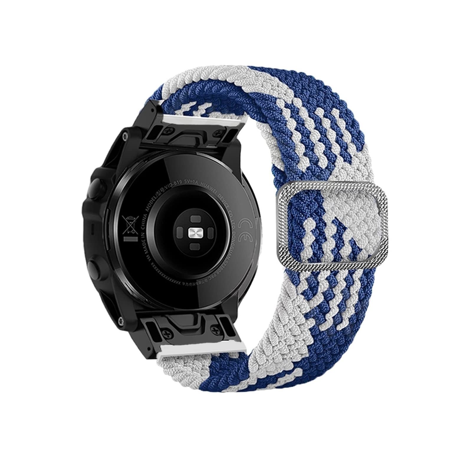 Bracelet 26mm Garmin Fenix 7X 6X Pro 5X nylon tressé bleu blanc rechange montre connectée