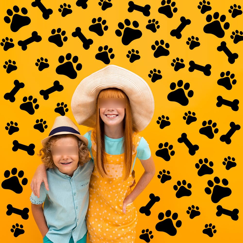 JIHUOO 76 Pcs Dog Paw Print Wall Stickers Decals Large Pawprint Stickers Floor Dog Paw Prints Animal Footprints Dog Bone Wall Decor Dog Room Decorations for Kids - Image 3
