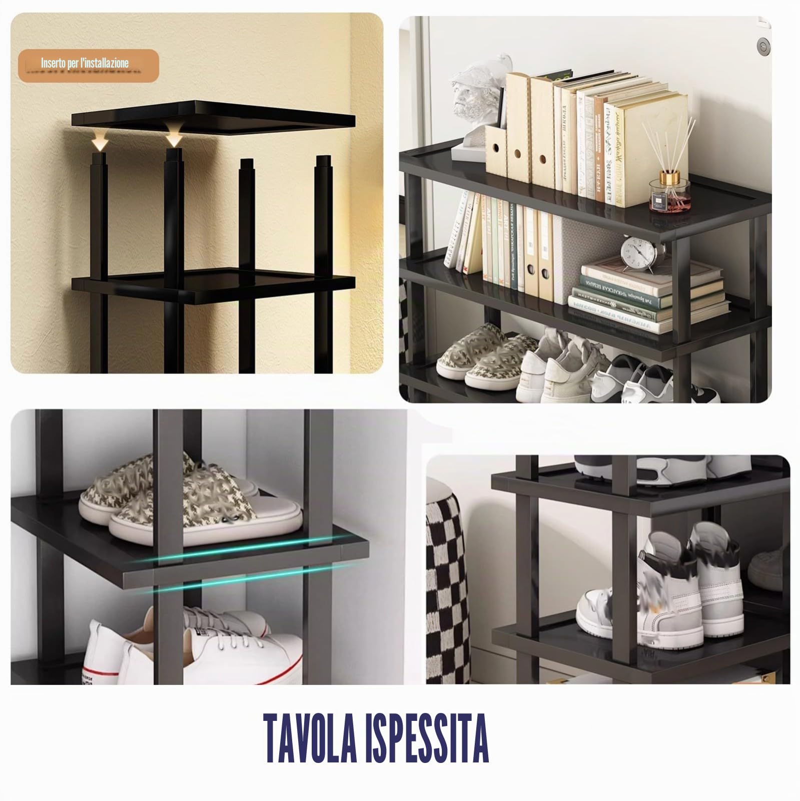 Scarpiera in bambù, torre con scarpe strette per scala portaoggetti per portascarpe verticale per ingresso, soggiorno, camera da letto (Size: 5+4+3 Tier)