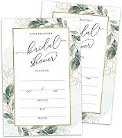 Vista 10 de Juego de 25 invitaciones de eucalipto para despedida de soltera con sobres, invitaciones de vegetación para despedida de soltera, invitaciones