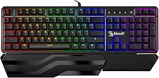 Bloody B975 Gaming Keyboard: Linear Optical Switch - Light and Instant Feedback | Fastest Keyboard Switches in Gaming | Water Resistant | RGB Lighting | Detachable Wrist-Rest | Black