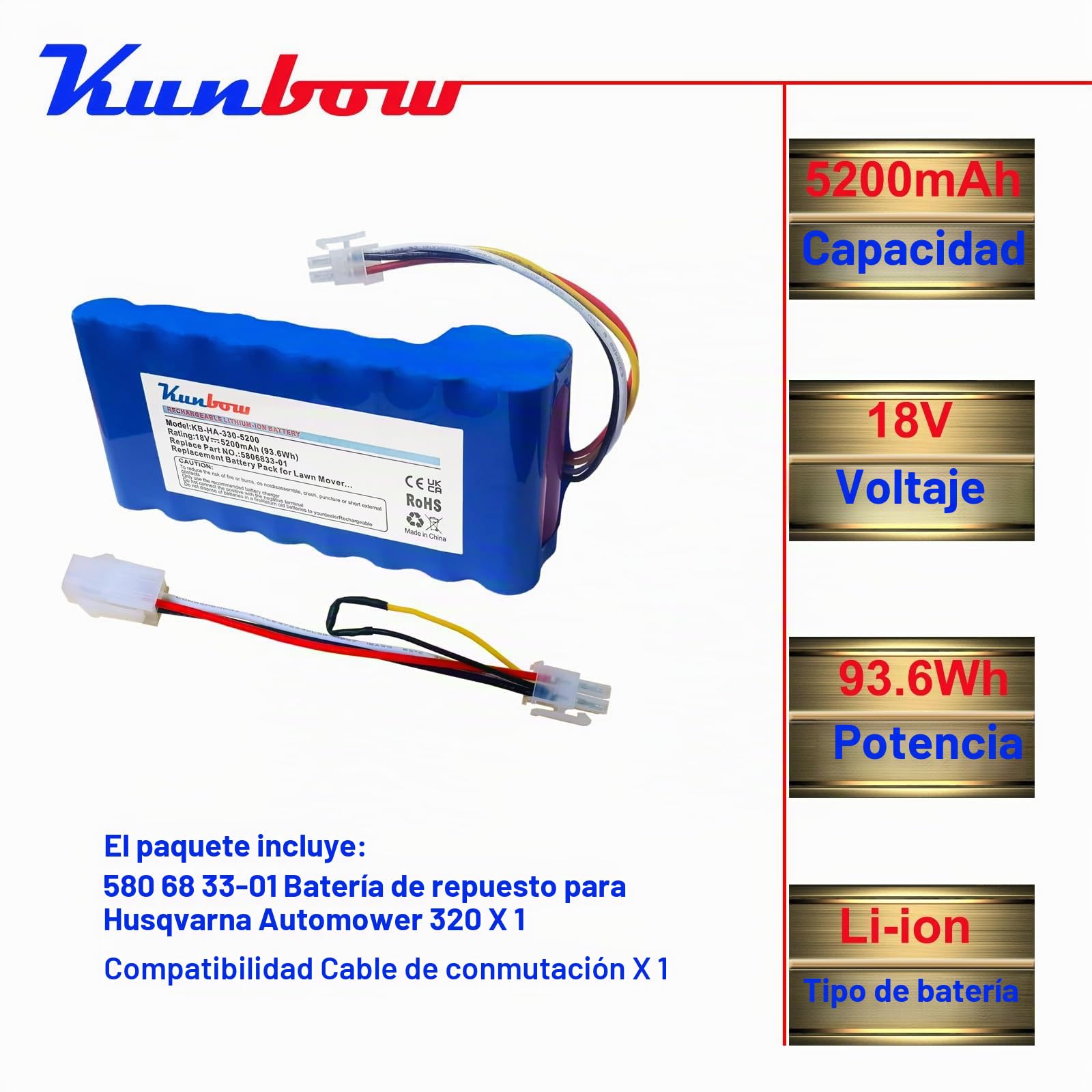 Batería de repuesto para robot cortacésped Husqvarna Automower 320, 330X, 420, 430, 430X, 440, 450X, 520, 550, robot cortacésped, repuesto para batería Husqvarna Automow 580 68 33-01,580 68 33