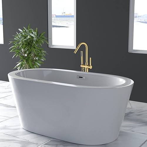 Miniatura 6 de SATICO Grifo de bañera independiente de níquel cepillado FF034BB para baño de una sola manija con grifo mezclador de ducha de mano con boquilla