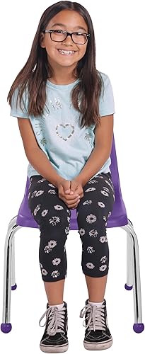 Miniatura 484 de Factory Direct Partners 10355-BL Silla escolar apilable de 10 pulgadas, asiento apilable para estudiantes con patas de acero cromado y rodamientos