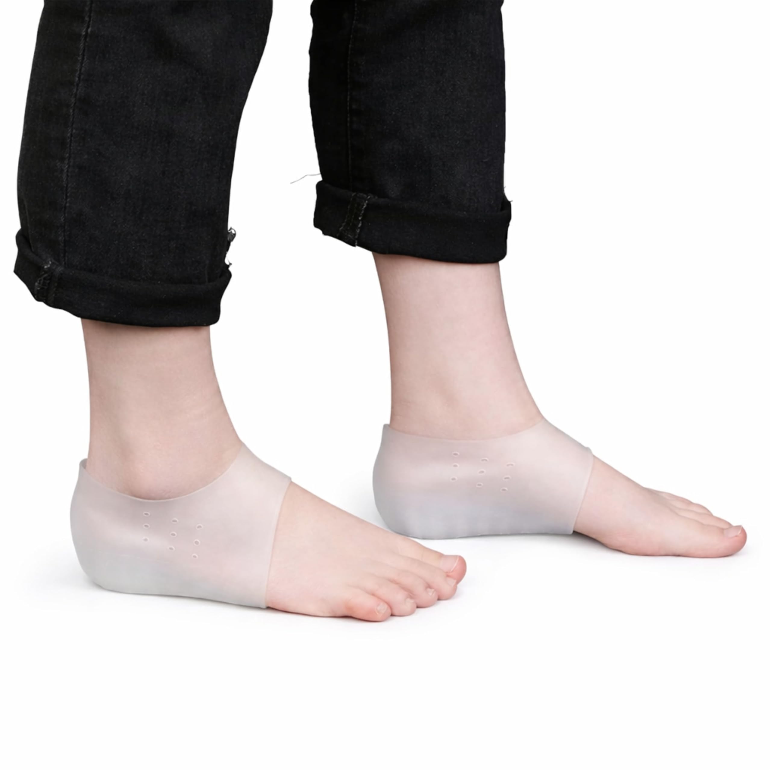 HEALLILY Height Increase Heels Sleeves Invisible Silicone Gel Heel Cushion Heel Cups For Plantar Fasciitis Inserts Pads 33-39Yards (4cm) 2
