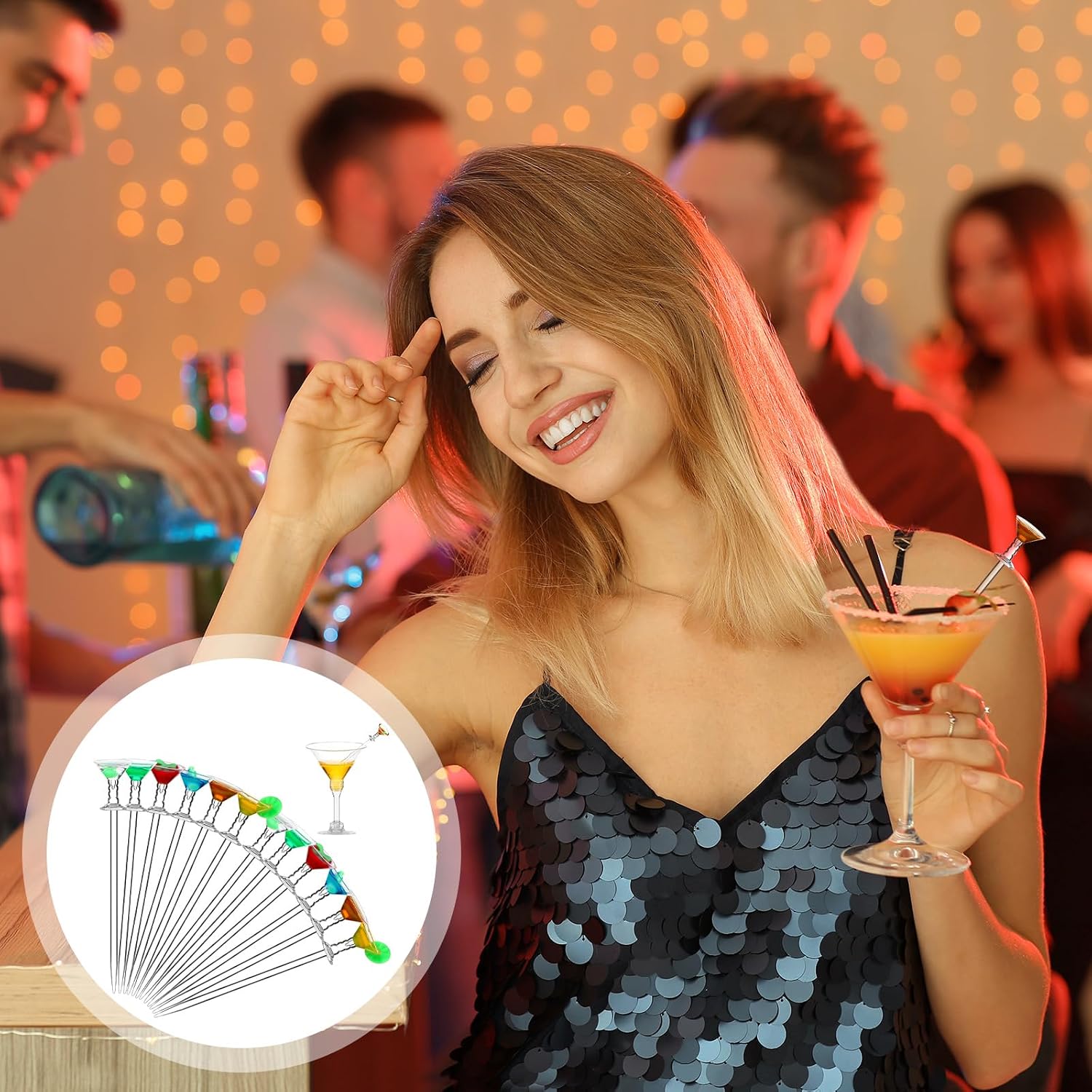 Newtay 12 Pcs Martini Sticks for Olives, 4.7'' Acrylic Cocktail Picks