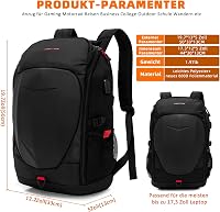 KINGSLONG Vízálló Laptop Hátizsák 15-17,3" - Kemény Héjú Motoros Hátizsák USB Porttal, Gamer és Utazó Táska, Fekete 2