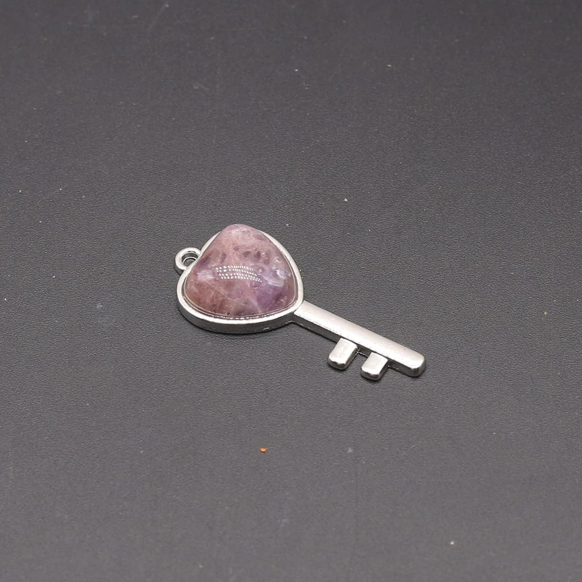 QSLLER 8PCS Natural Stone Pendant Opal Agate White Aventurine Key-shaped Healing Crystals Stone Charms For Jewelry Making DIY Necklaces - Image 2