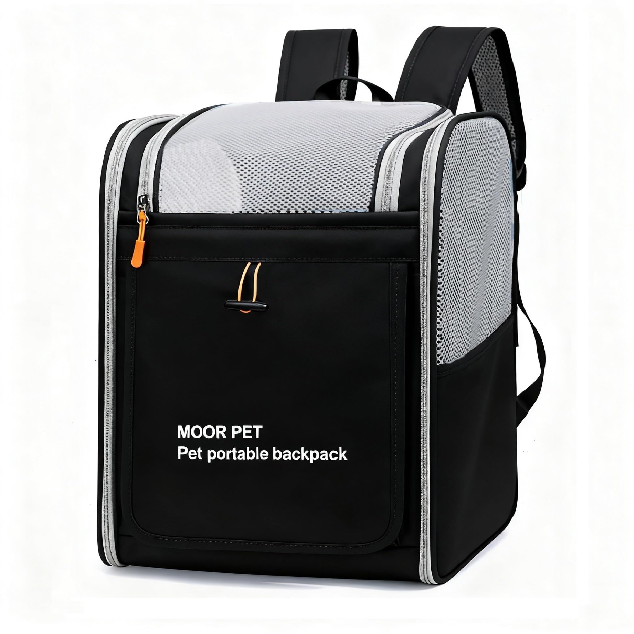 ZJstyle Cat Carrier Backpack Pet Backpack Puppy Dog Carrier Bag with Large Mesh Windows for Travel,Hiking, Walking, Camping, Breathable Dog Backpack for Carrying Medium and Small Puppy Dog Cat(Black)