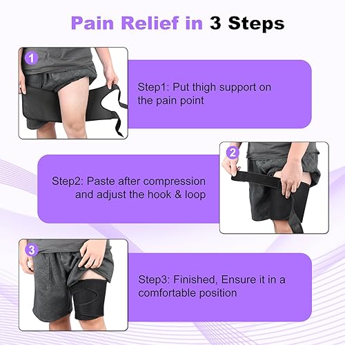 Miniatura 4 de supregear Muslo - Manga de compresión de isquiotibiales para mujeres y hombres - Manga de compresión ajustable para muslos para esguinces de ingle