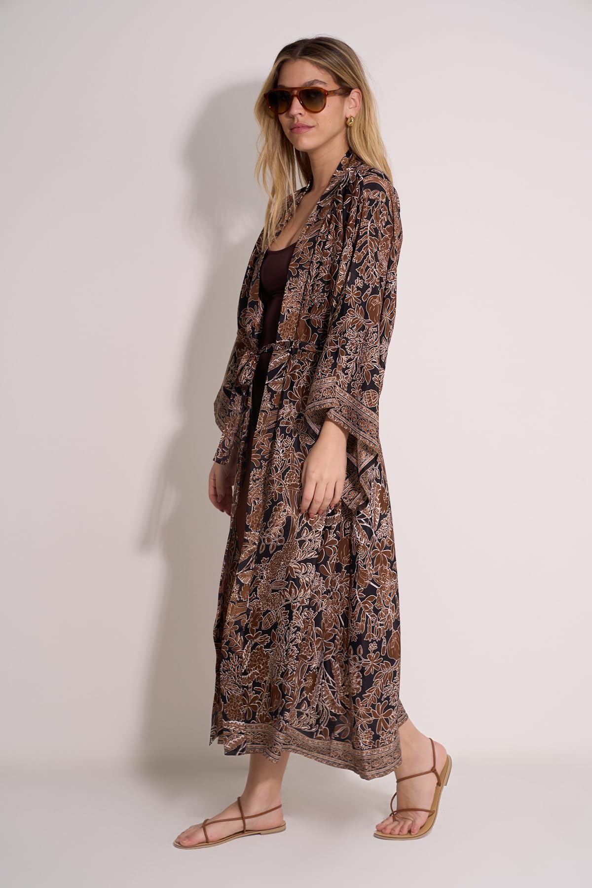 Gottex Damen Satin Shore Long Printed Robe Cover-up Badebekleidung, Multi, One Size