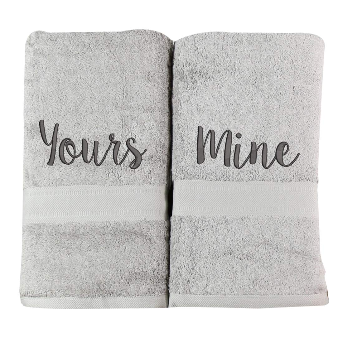 aztex Personalised Wedding Anniversary Bath Towel Set of 2, Second, Silver