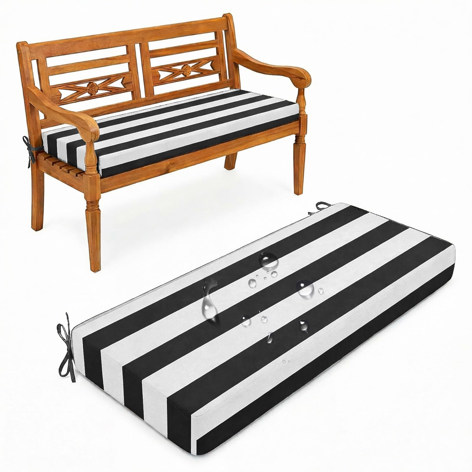 Aocase Outdoor Bench Cushion - 120cm/150cm/100cm/90cm x 35cm/30cm, Non-Slip Washable Cover, Zippered Removable, High-Resilience Foam,for Garden Benches, Bay Windows, Long Chairs,N01,85x30cm — image 1