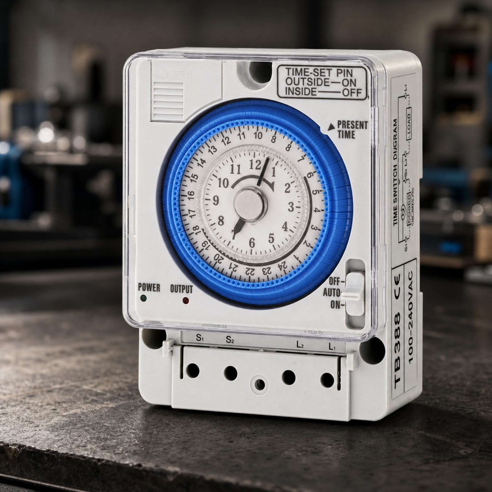 Qianly Temporizador Mecánico 24 Horas Resistente Interruptor Horario con Esfera Circular Multifunción Temporizador con Batería Respaldo para Hogar